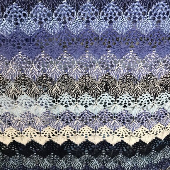 Kasper Crochet Lace Cardigan Women's Medium Open Front 3/4 Sleeves Blue Horizon - Picture 4 of 10